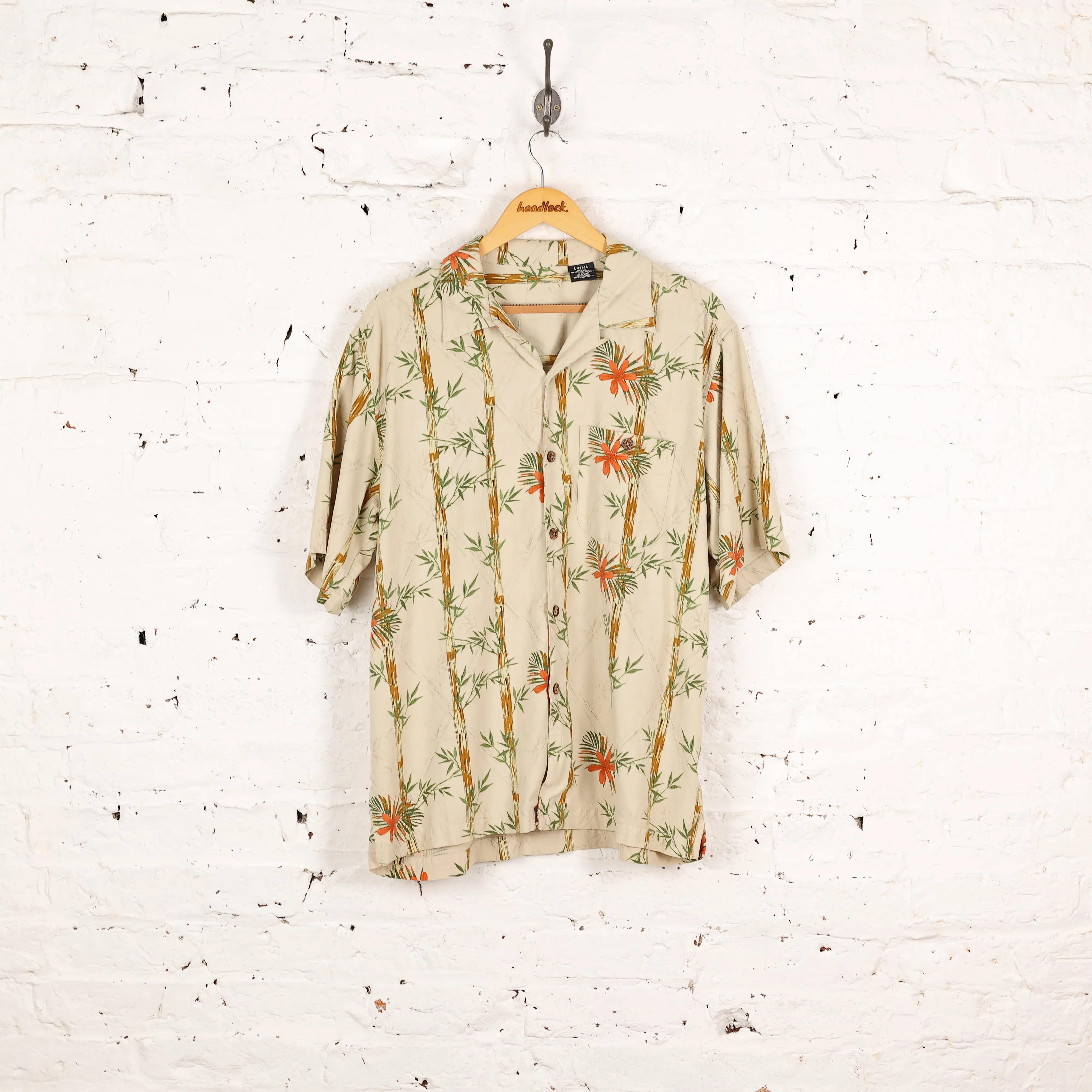 90's Pattern Short Sleeve Shirt - Cream - L