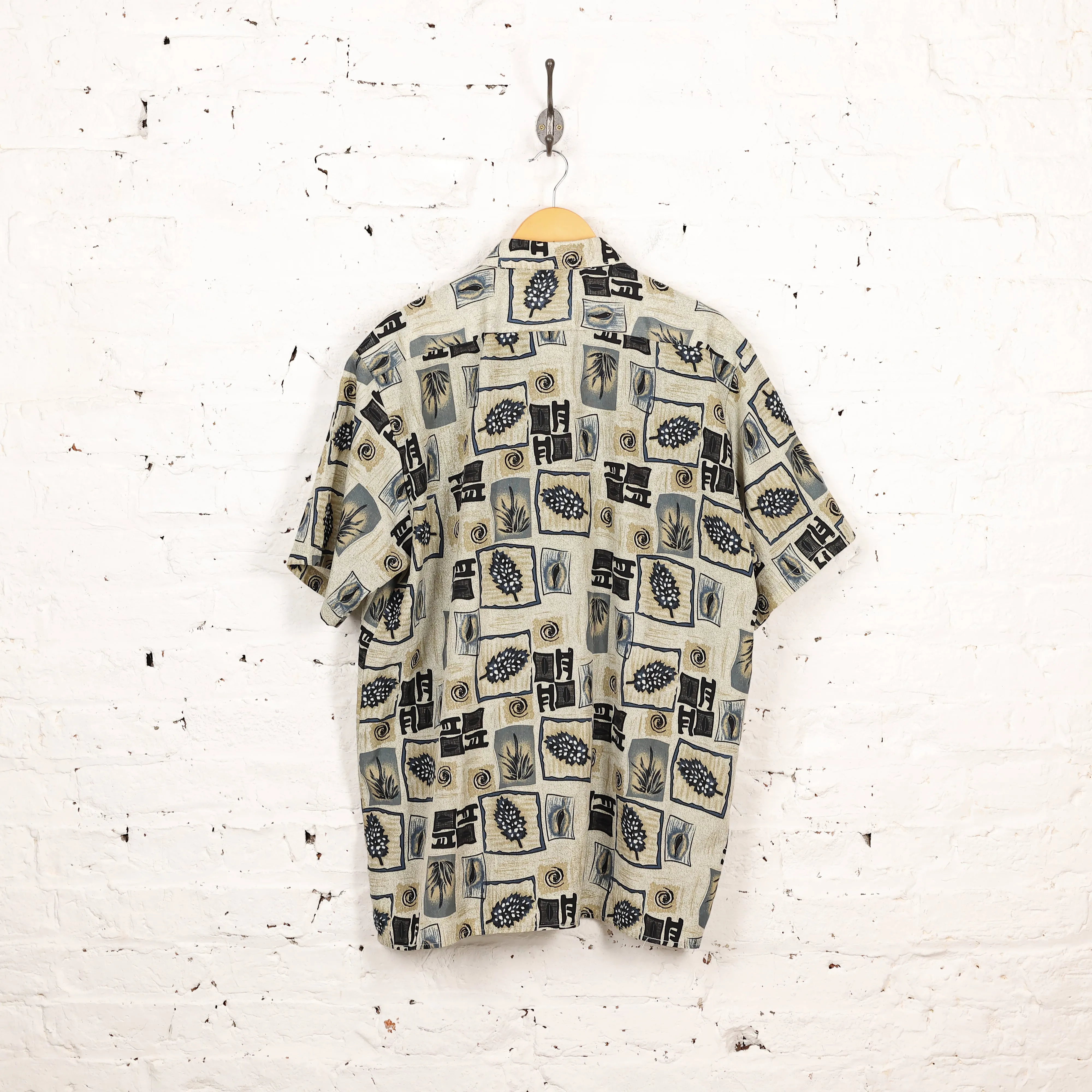 90s Pattern Short Sleeve Shirt - Green - XL
