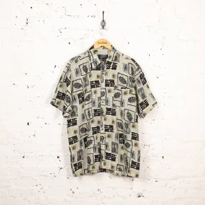 90s Pattern Short Sleeve Shirt - Green - XL