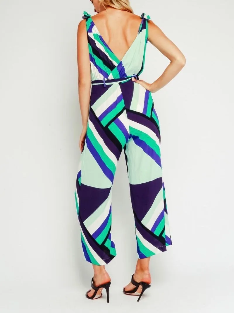 Abstract Self Belt Jumpsuit