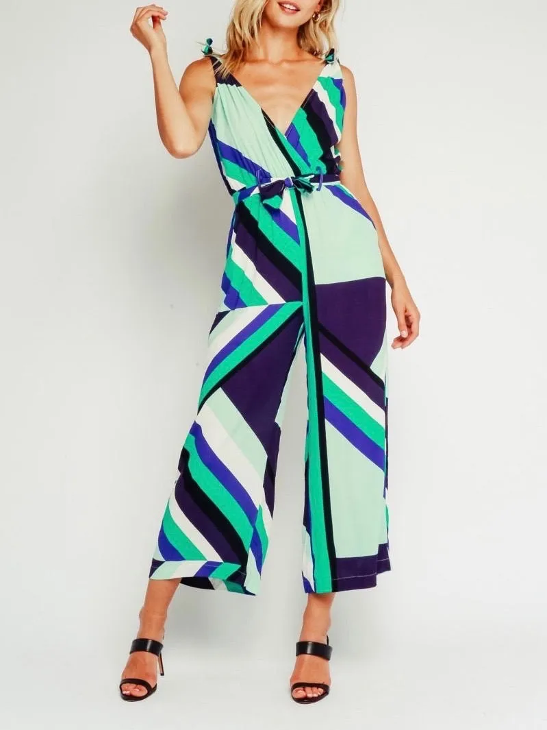 Abstract Self Belt Jumpsuit