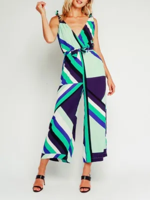 Abstract Self Belt Jumpsuit