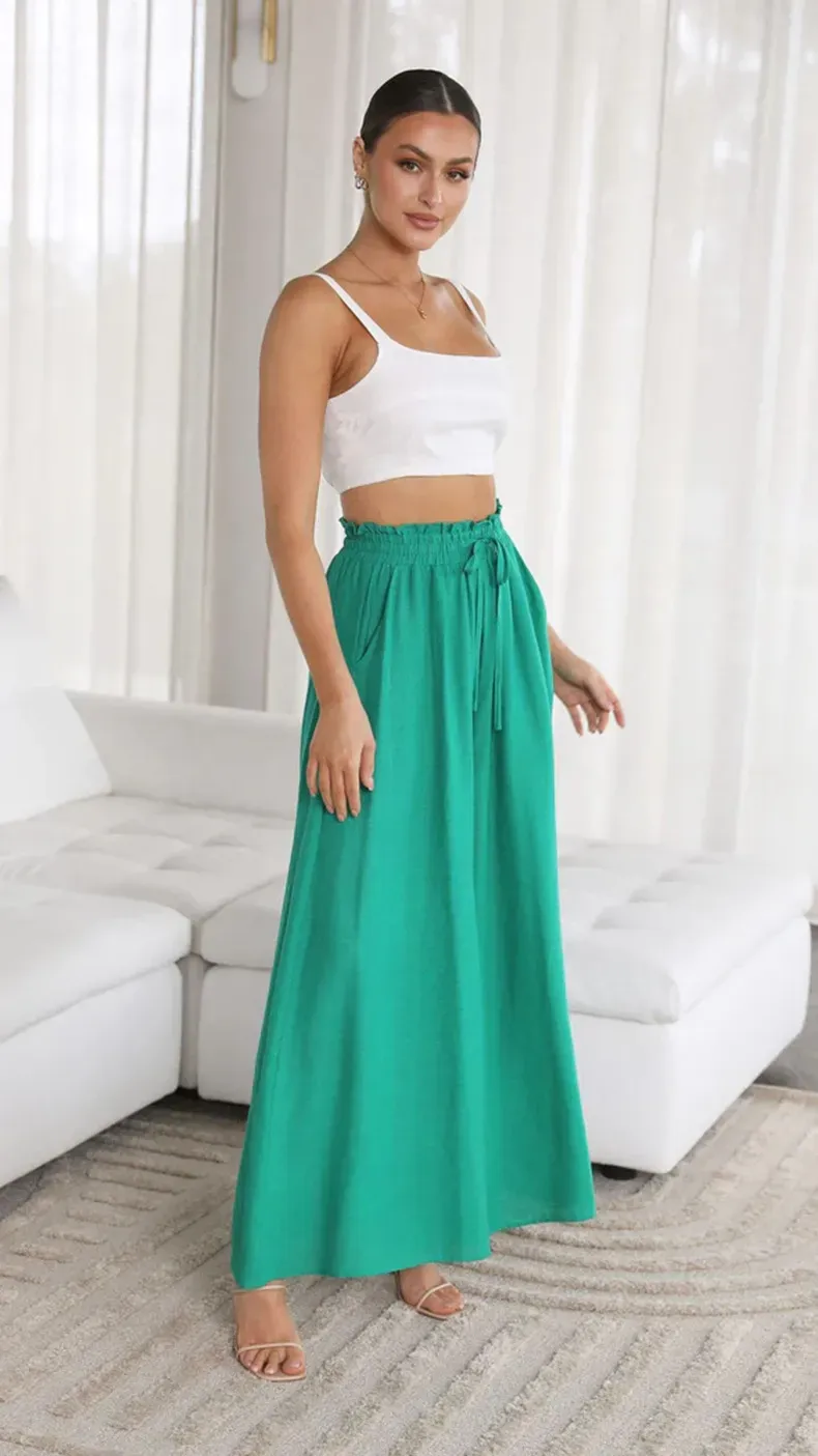 Afterglow High-Waist Wide-Leg Drawstring Palazzo Pants