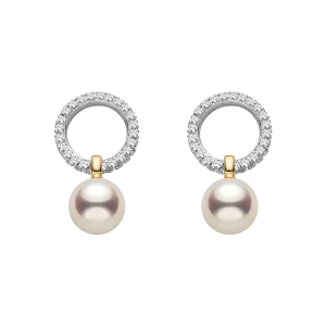 Akoya Saltwater Pearl 18K Gold Diamond High-End Infinity Hoop Earrings