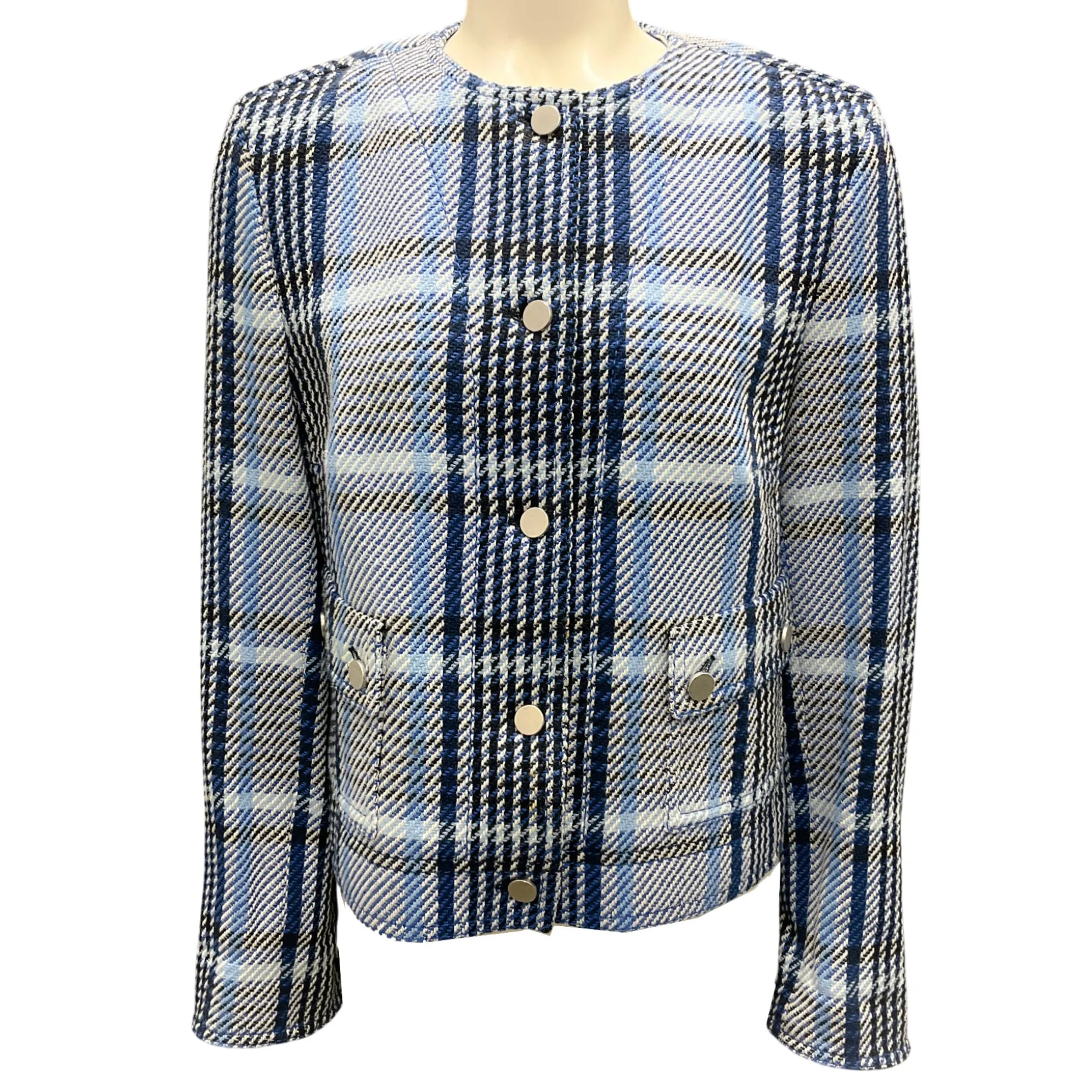 Akris Punto Blue Multi Plaid Jacket