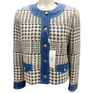 Akris Punto Ivory Multi Denim Trimmed Houndstooth Jacket