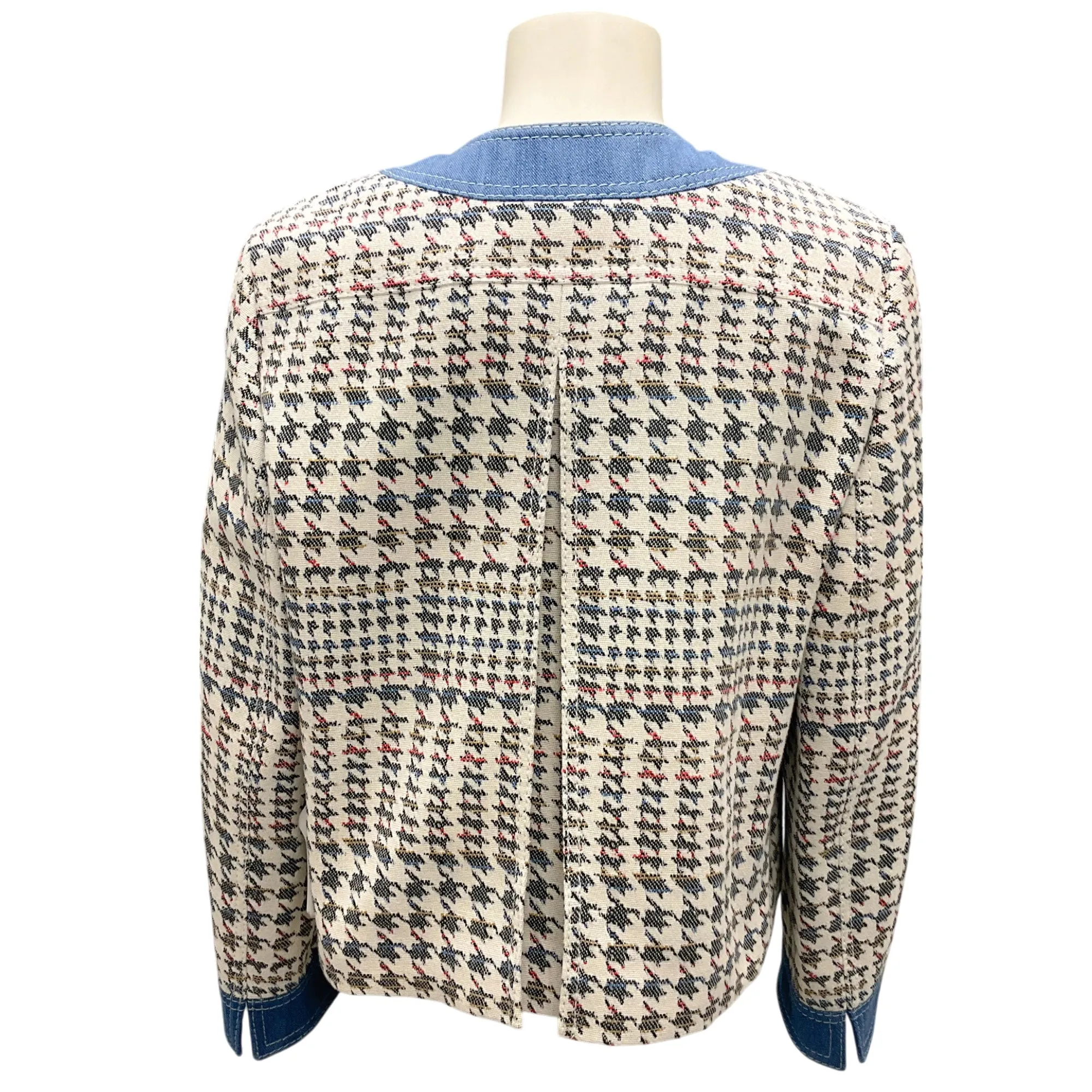 Akris Punto Ivory Multi Denim Trimmed Houndstooth Jacket