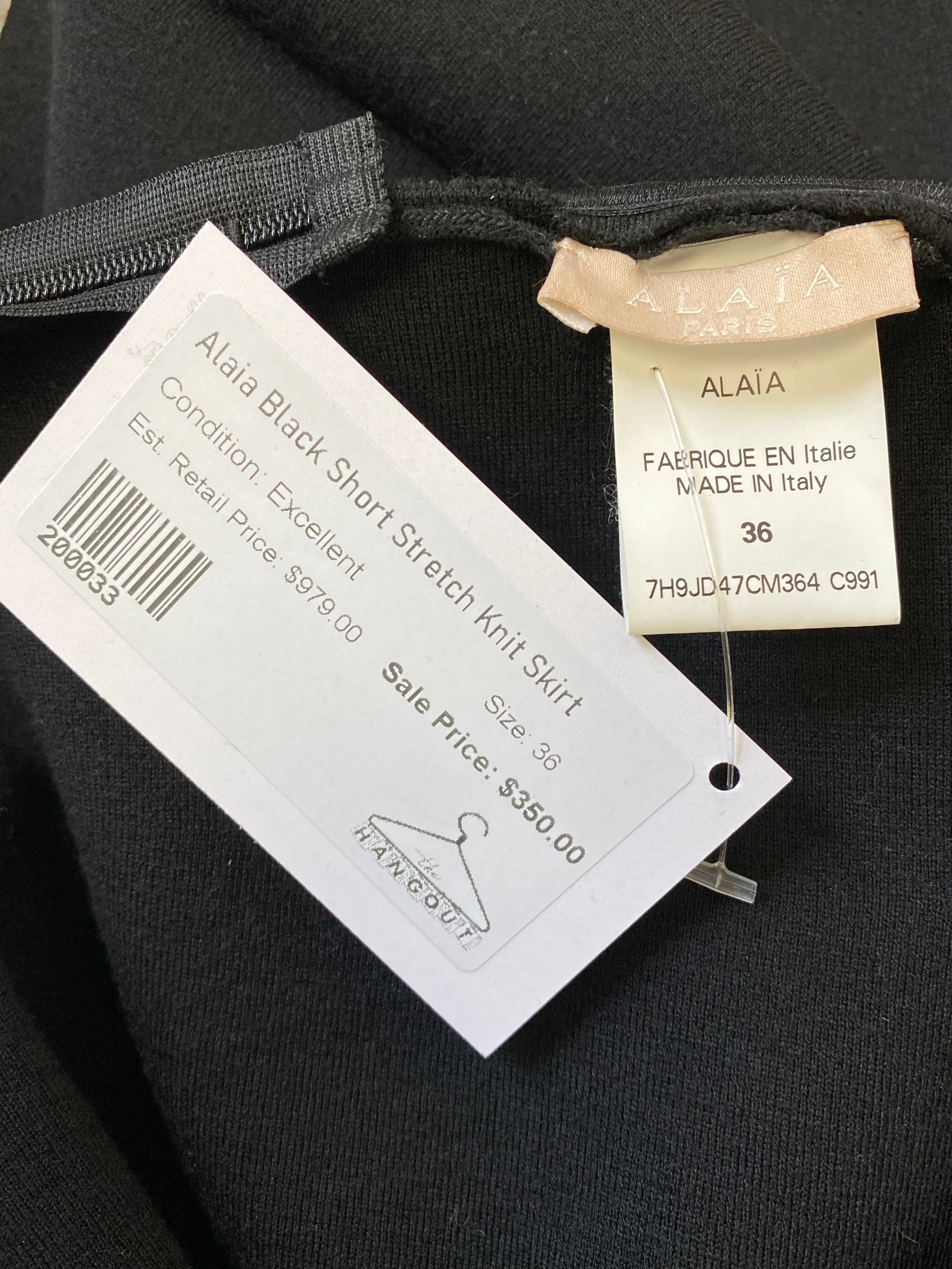 Alaia Black Short Stretch Knit Skirt