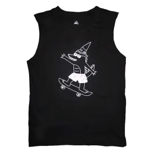 Alligator Skater Sleeveless Tee in Black