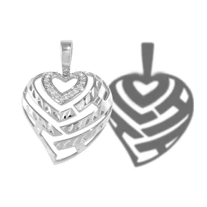 Aloha Heart Pendant in White Gold with Diamonds - 24mm