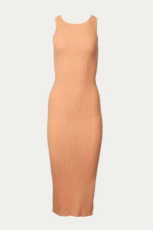 AMARYLLIS OPEN-BACK RIBBED KNIT MIDI DRESS