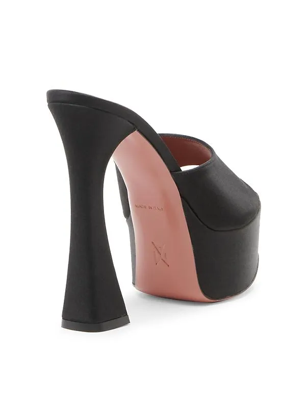 Amina Muaddi Dalida 140MM Satin Platform Mules