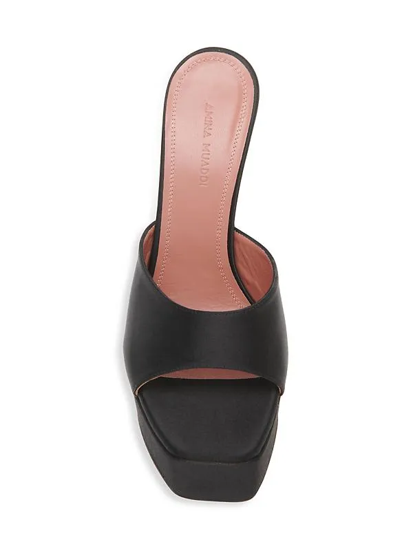 Amina Muaddi Dalida 140MM Satin Platform Mules