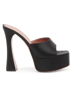 Amina Muaddi Dalida 140MM Satin Platform Mules