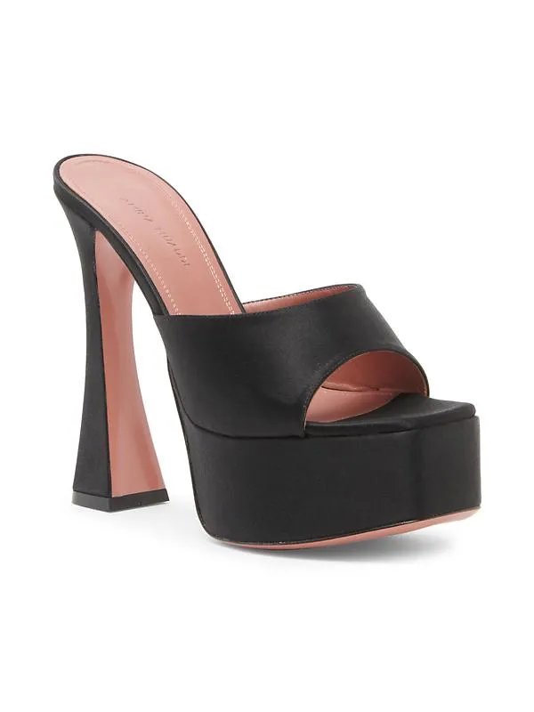 Amina Muaddi Dalida 140MM Satin Platform Mules