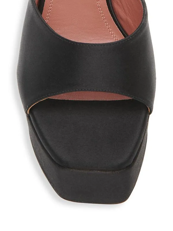 Amina Muaddi Dalida 140MM Satin Platform Mules