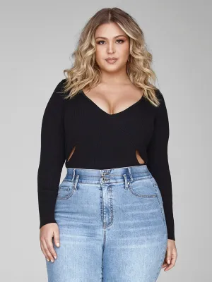 Amirah Cutout Detail Ribbed Knit Sweater