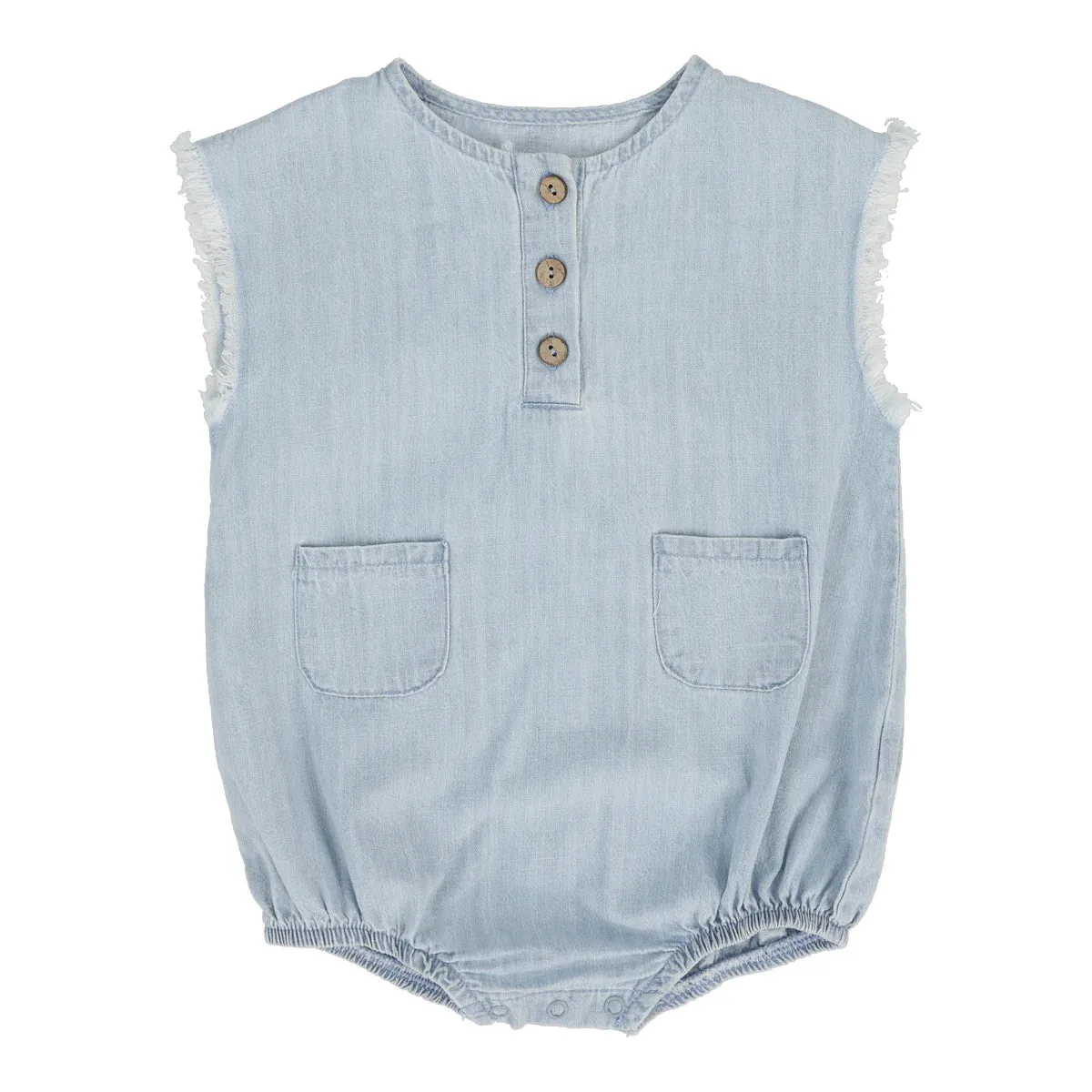 Analogie Boys Fringe Romper - Light Wash (Lightweight Denim Collection)