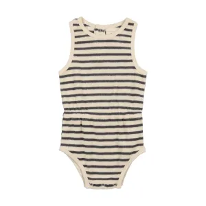 Analogie Terry Romper - Off Navy Stripe