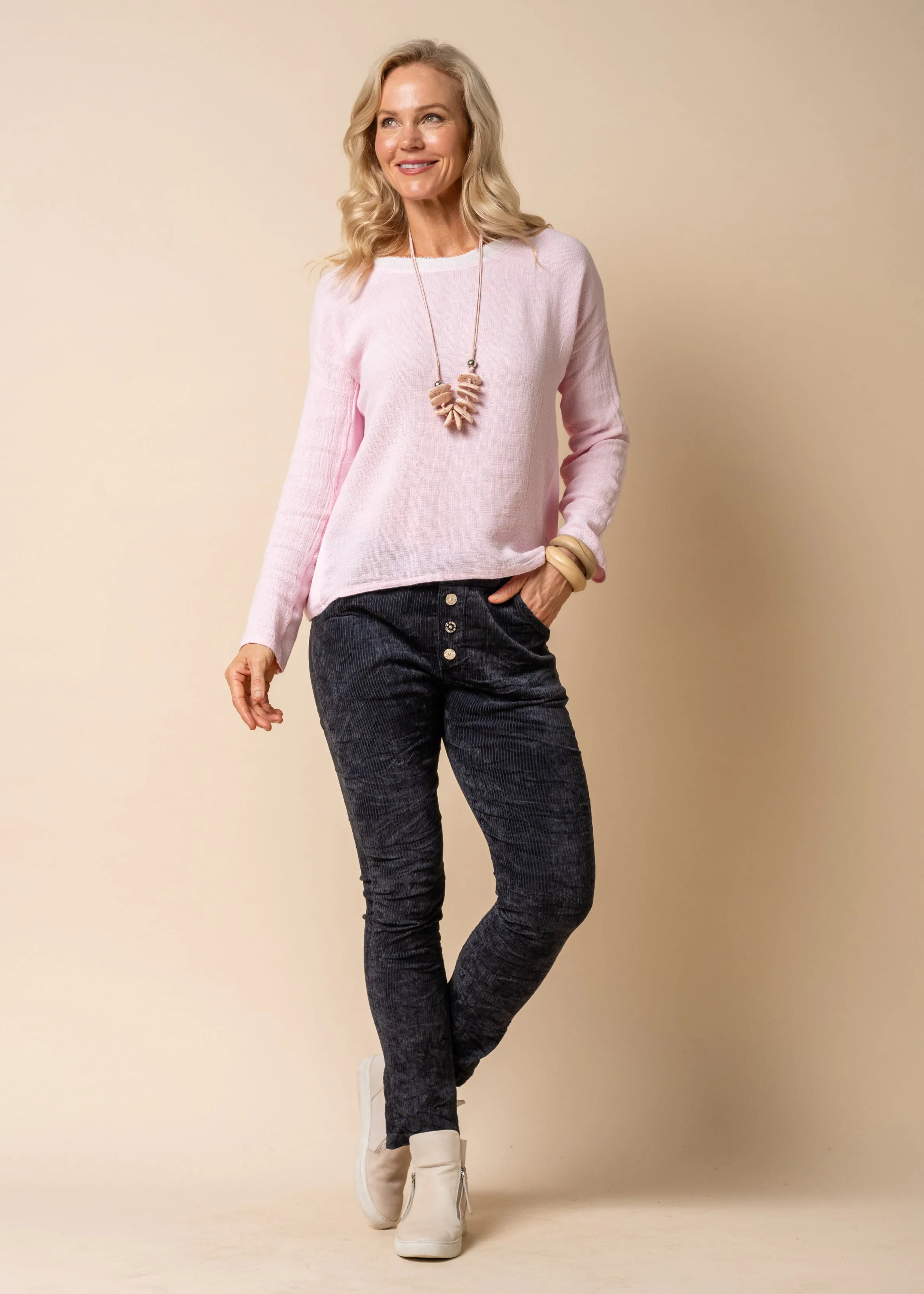 Angerona Linen Blend Top in Tutu