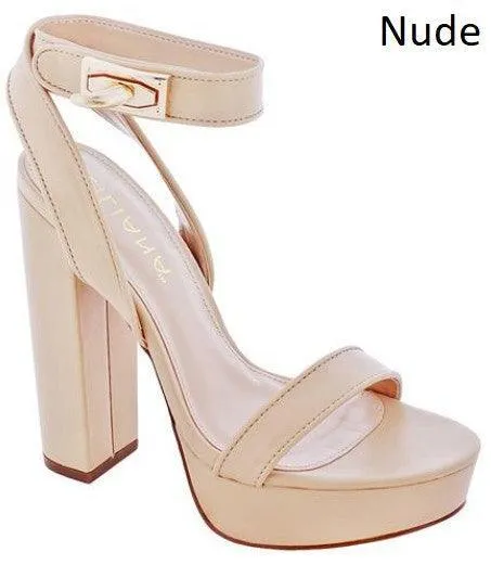 Ankle Strap Platform Chunky High Heel Dress Shoes