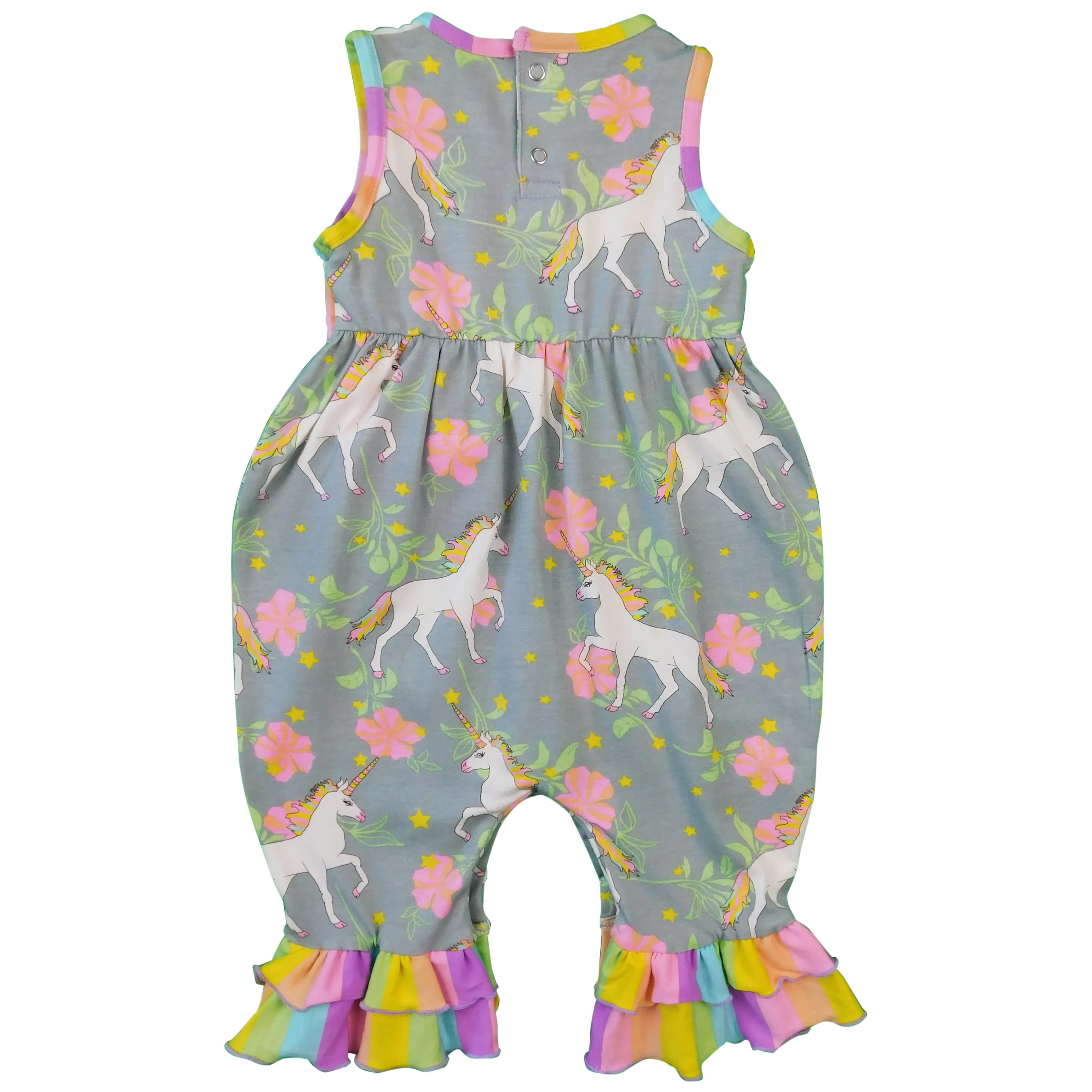 AnnLoren Boutique Baby Girls' Romper Unicorn & Rainbow Onesie Toddler Jumpsuit