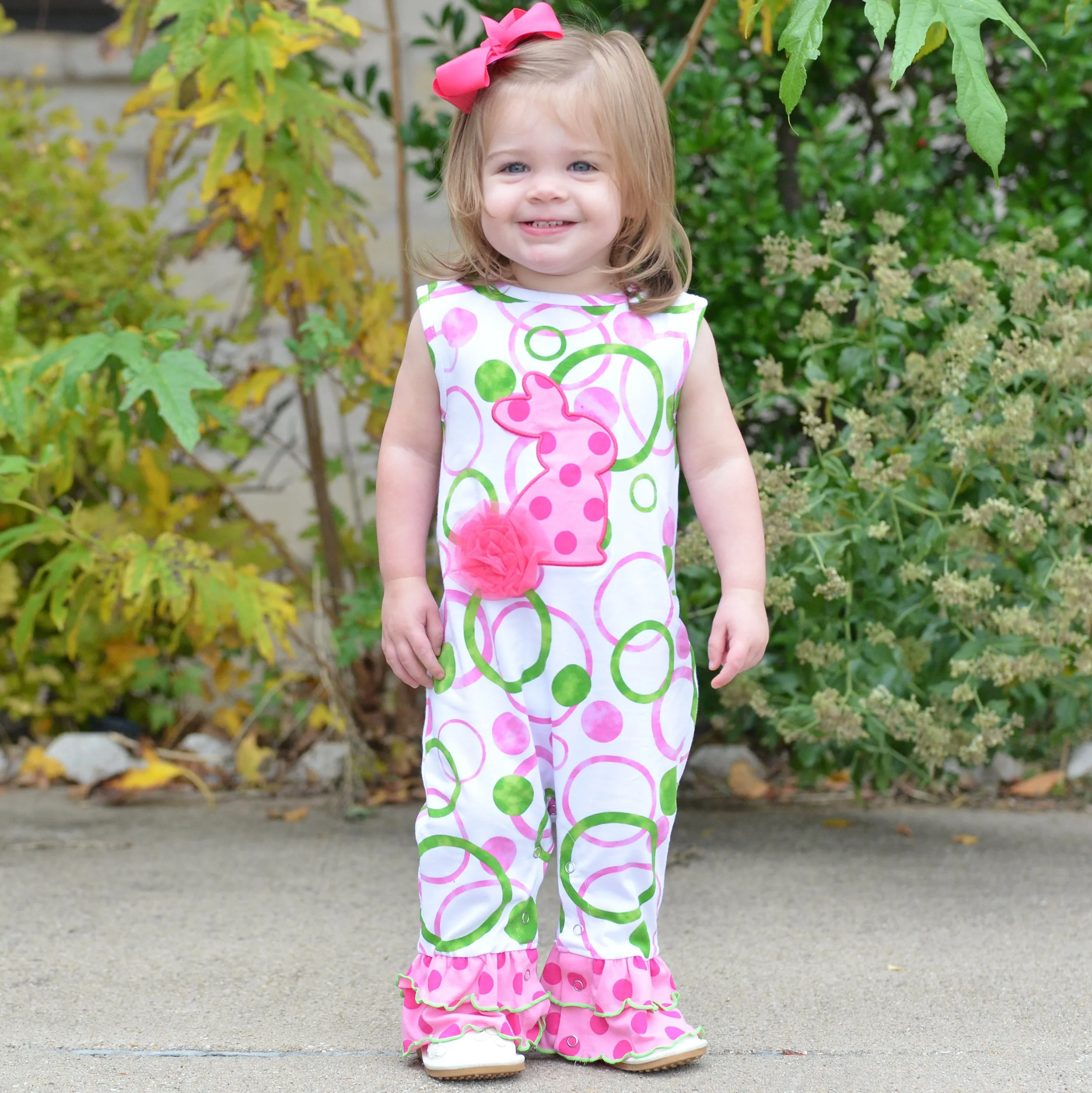 AnnLoren Easter Bunny Baby Girls Romper Toddler Holiday Clothing Playsuit