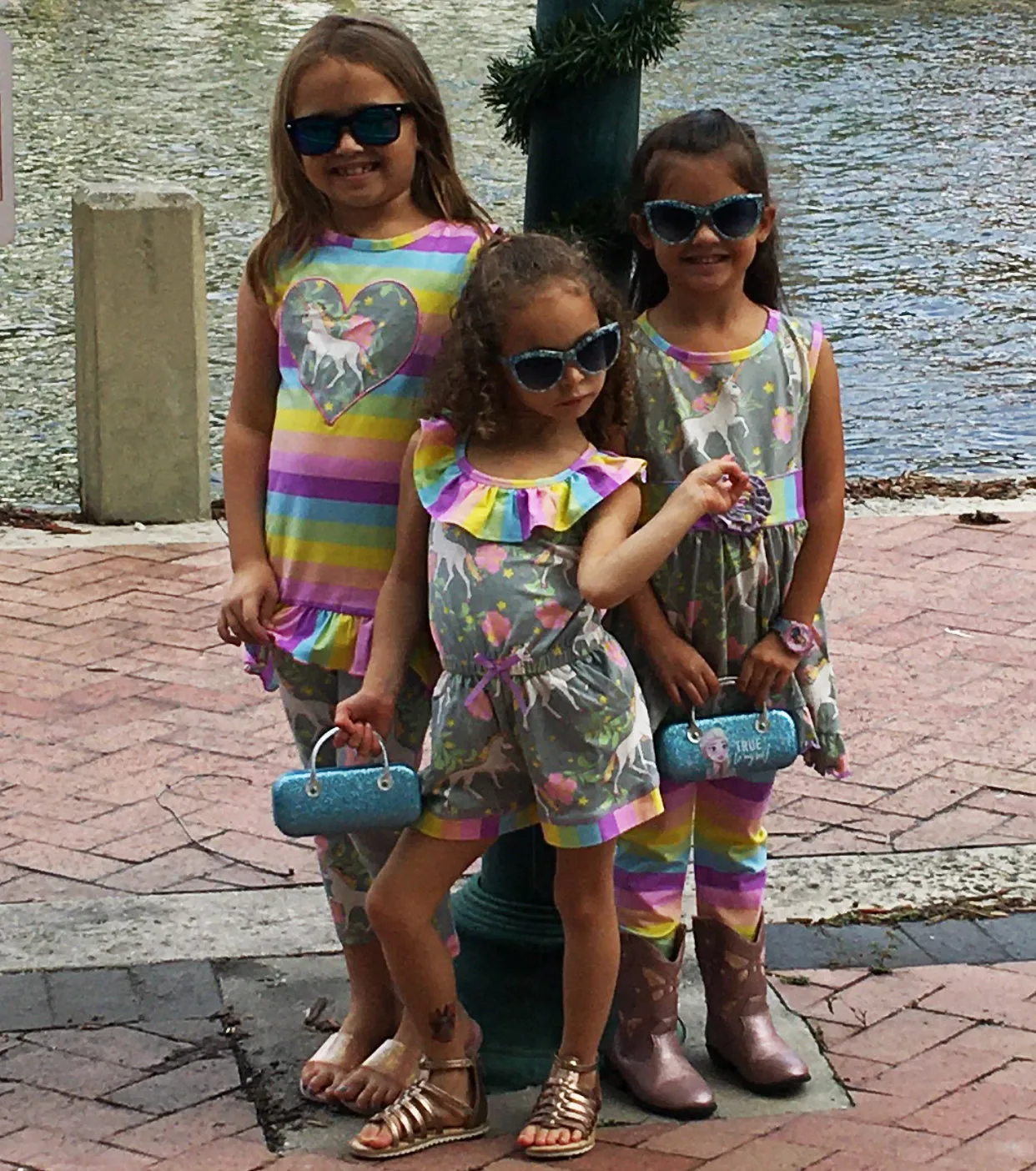 AnnLoren Little Big Girls Jumpsuit Magical Unicorn Rainbows Spring One Pc Boutique Clothing