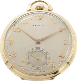 Antique 10 Size Hamilton #1 Mechanical Open Face Pocket Watch Grade 917 14k GF