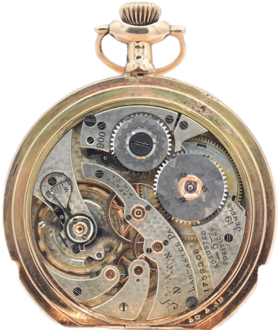Antique 12s 1914 Hamilton 19 Jewel Open Face Pocket Watch 900 Permenant GFUSA