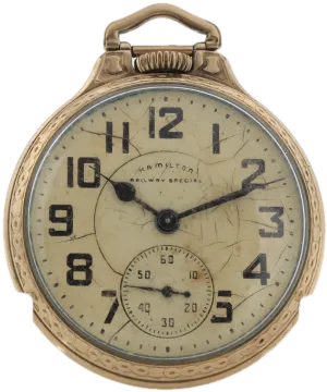 Antique 18s 1958 Hamilton Railway Special 21J Railroad Pocket Watch 992B 10k GF