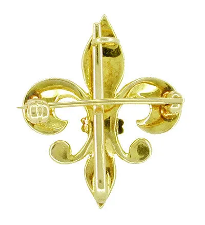 Antique Victorian Fleur de Lis Brooch and Watch Pin in 10 Karat Gold