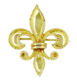 Antique Victorian Fleur de Lis Brooch and Watch Pin in 10 Karat Gold