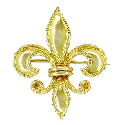 Antique Victorian Fleur de Lis Brooch and Watch Pin in 10 Karat Gold