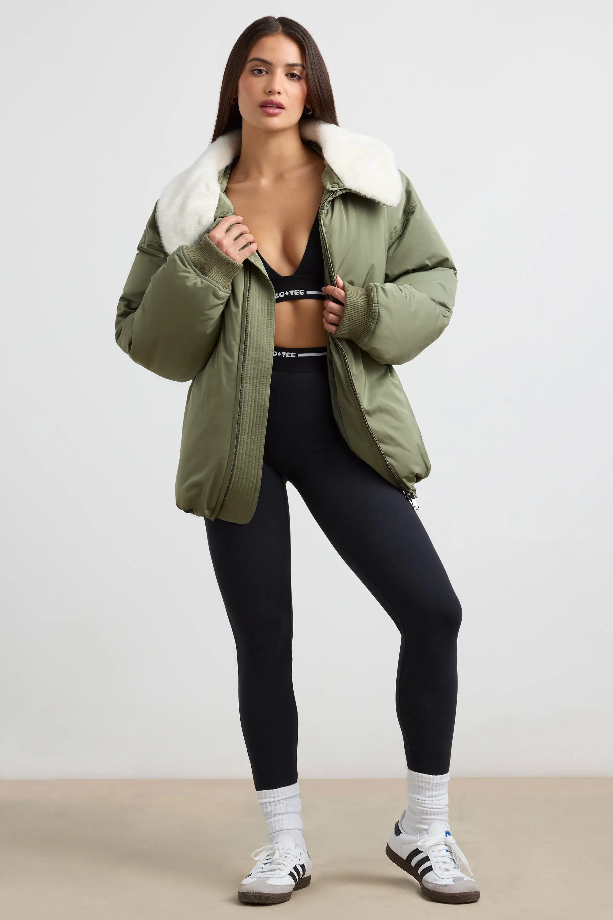 Any Day - Oversized Bomber Jacket in Deep Olive