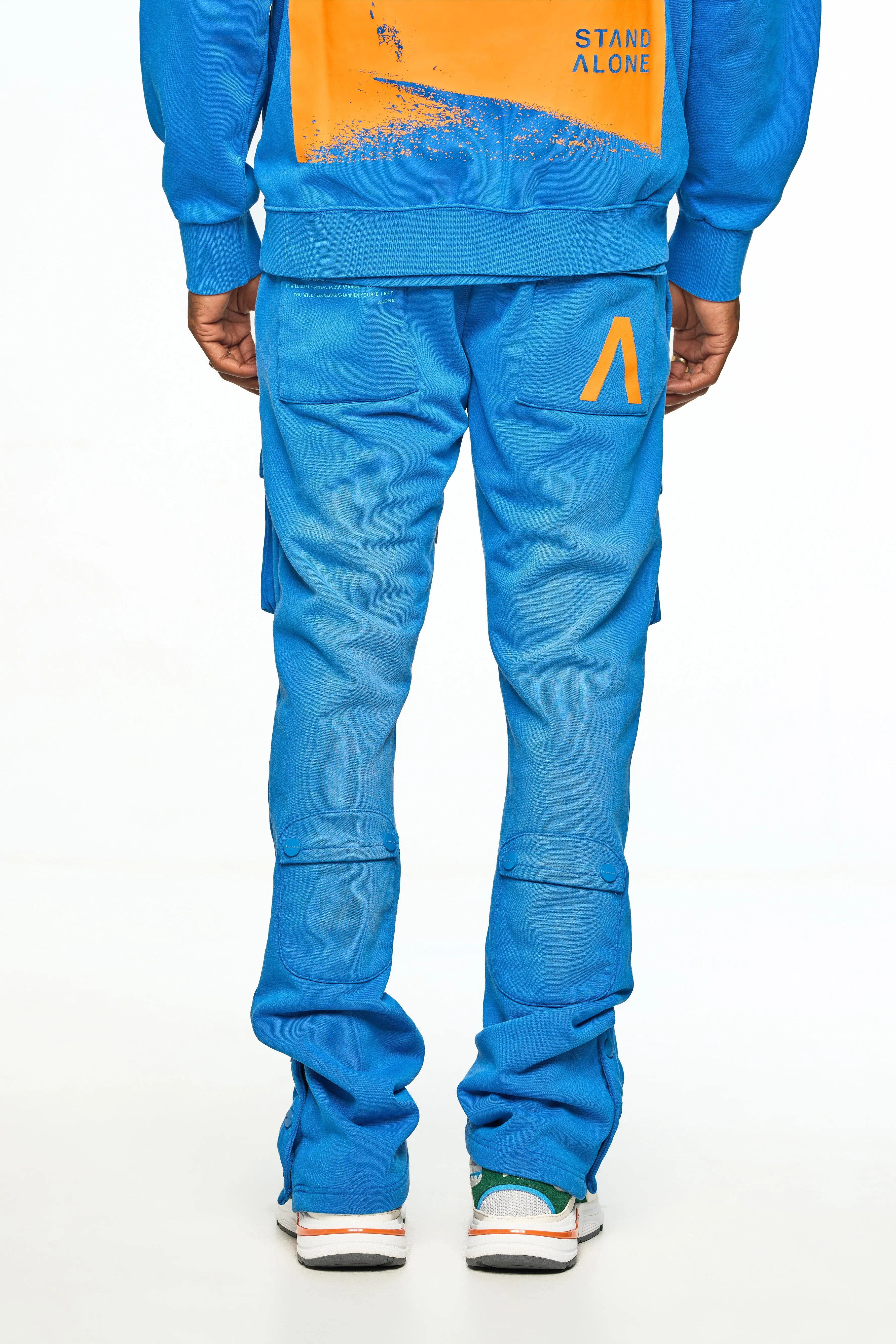 AOLOGNE NEVER ALONE NAVY STACK JOGGERS (BLUE)