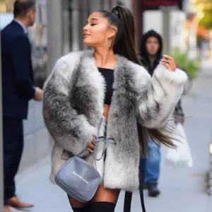 Ariana Grande Street Style Faux Fur Coat