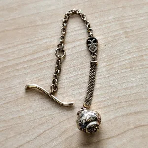 Art Deco Gold Filled Pocket Watch Link & Mesh CHAIN with a Ball Fob