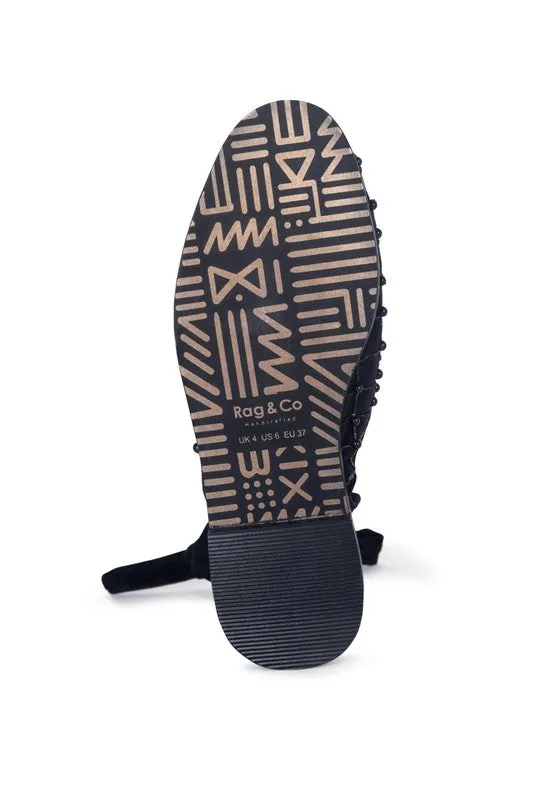 Asante Crisscross Beaded Veil Genuine Velvet Mules
