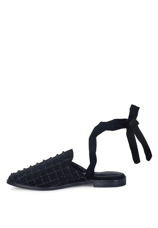 Asante Crisscross Beaded Veil Genuine Velvet Mules