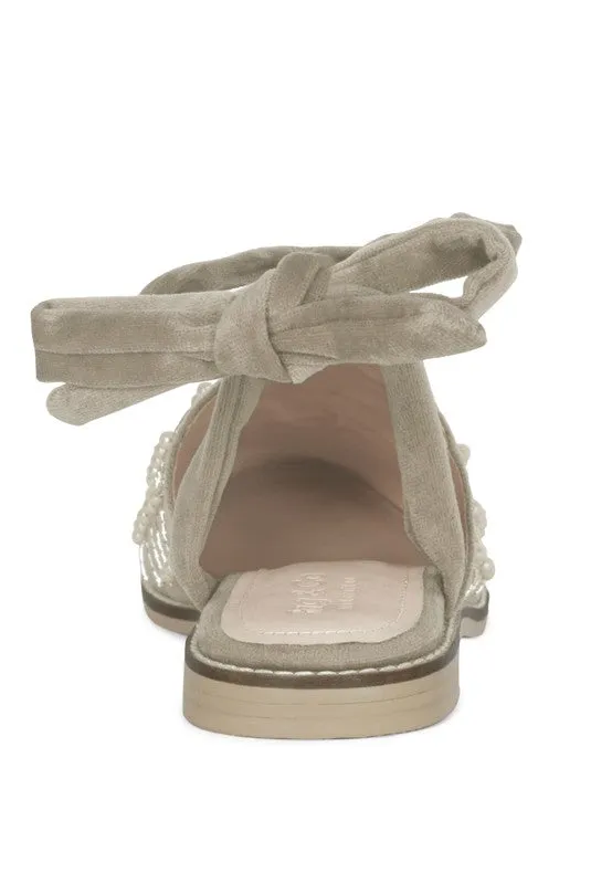 Asante Crisscross Beaded Veil Genuine Velvet Mules