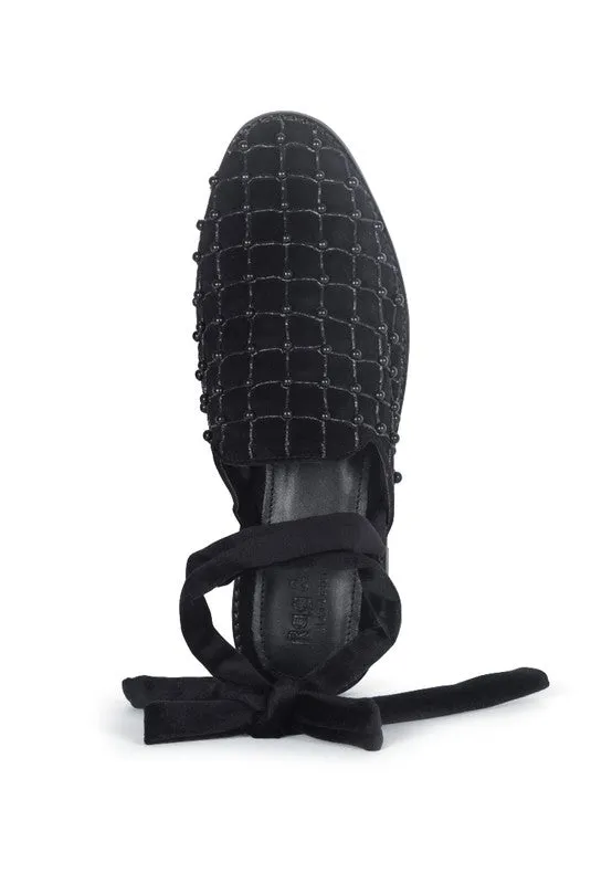 Asante Crisscross Beaded Veil Genuine Velvet Mules
