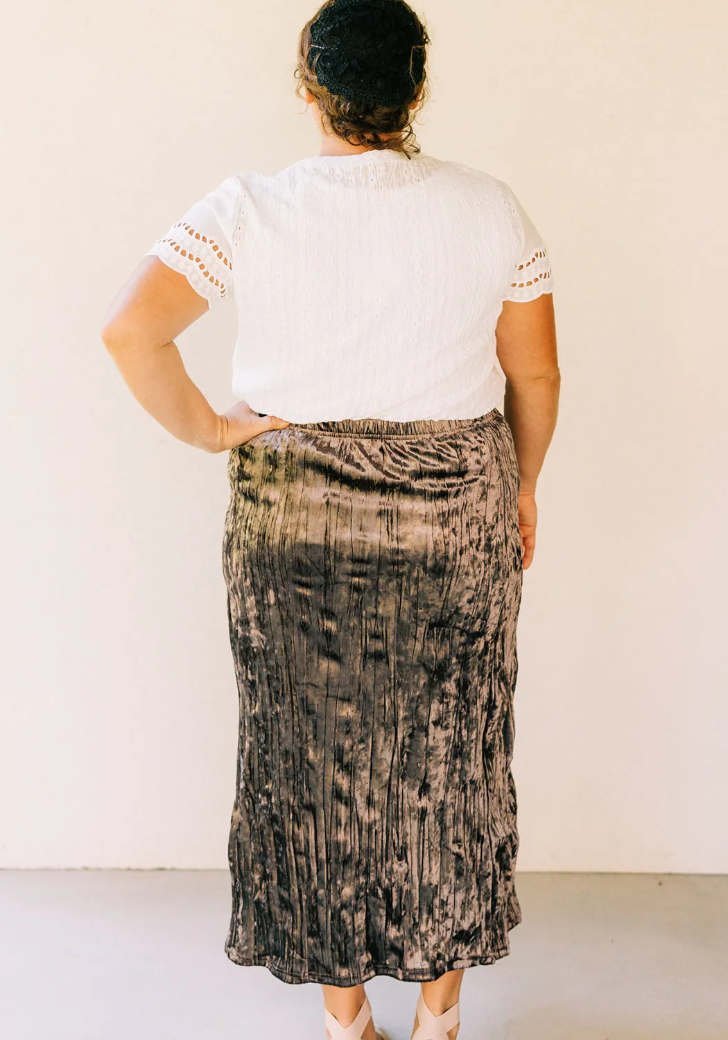 'Ayla' Velvet Midi Skirt