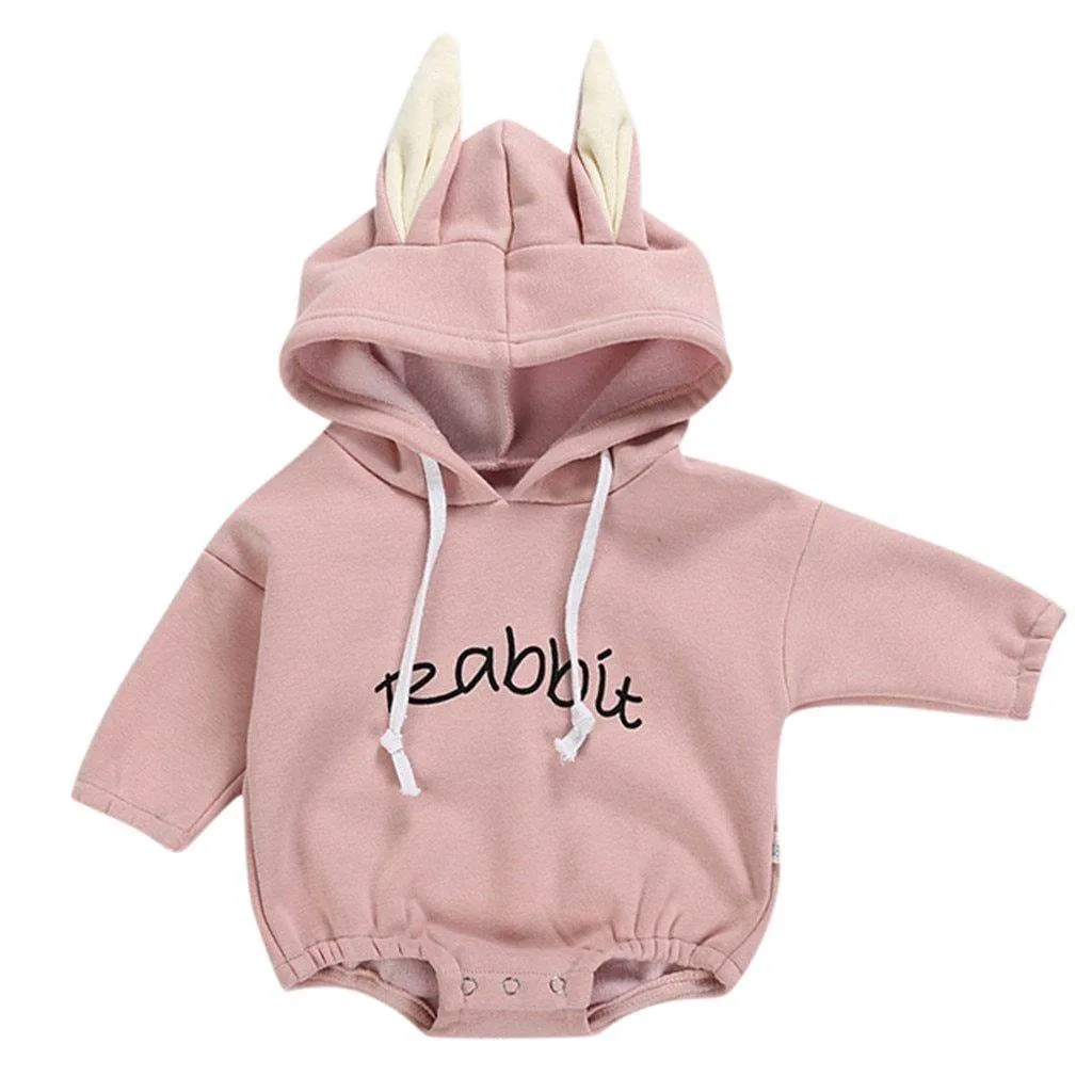 Baby Toddler Girl Rabbit Letter Pullover Bodysuit