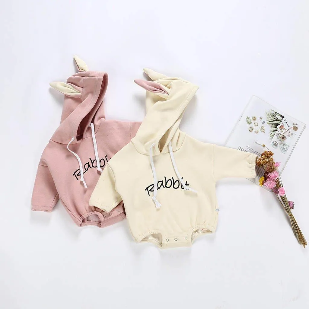 Baby Toddler Girl Rabbit Letter Pullover Bodysuit