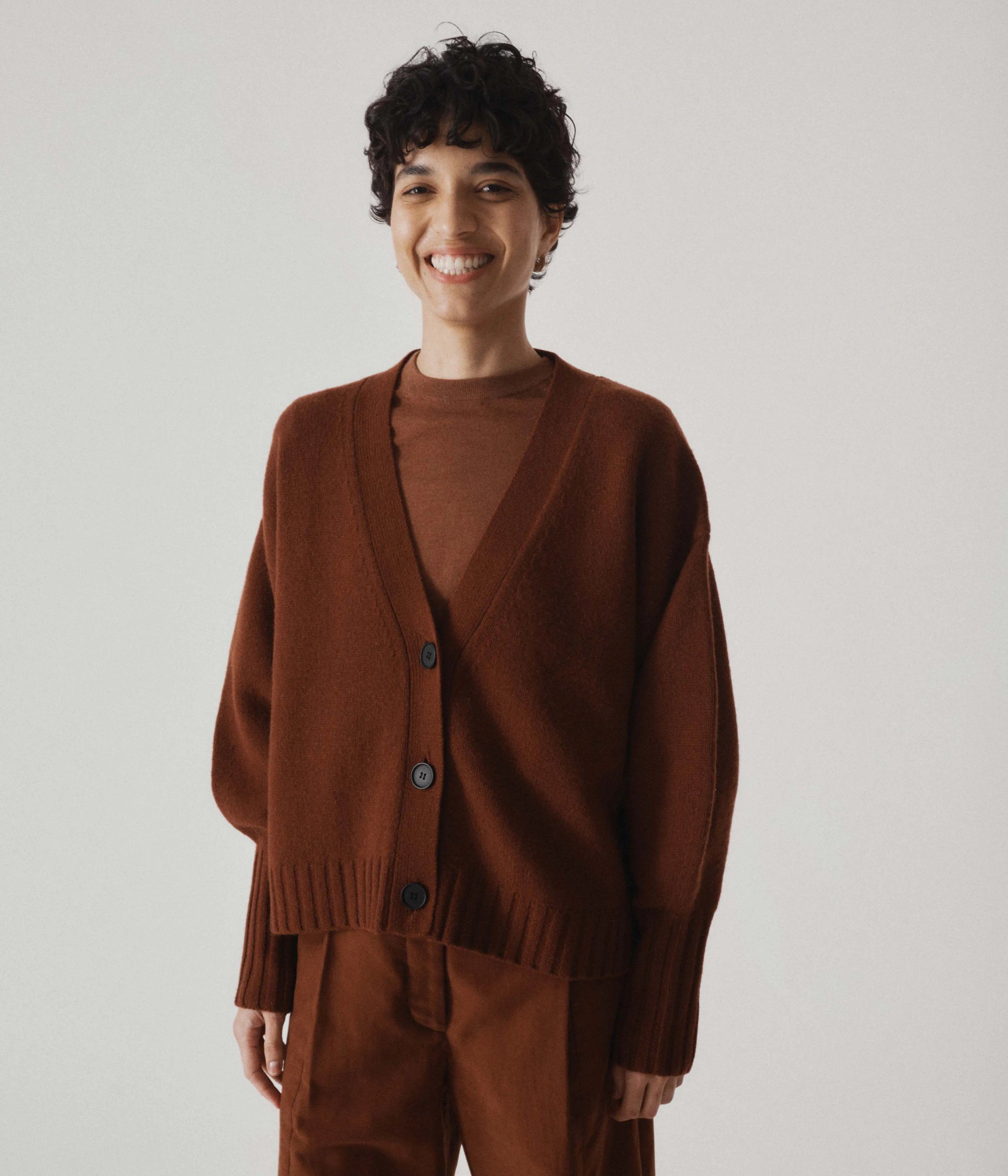 Balloon Sleeve Cardigan in Cinnamon
