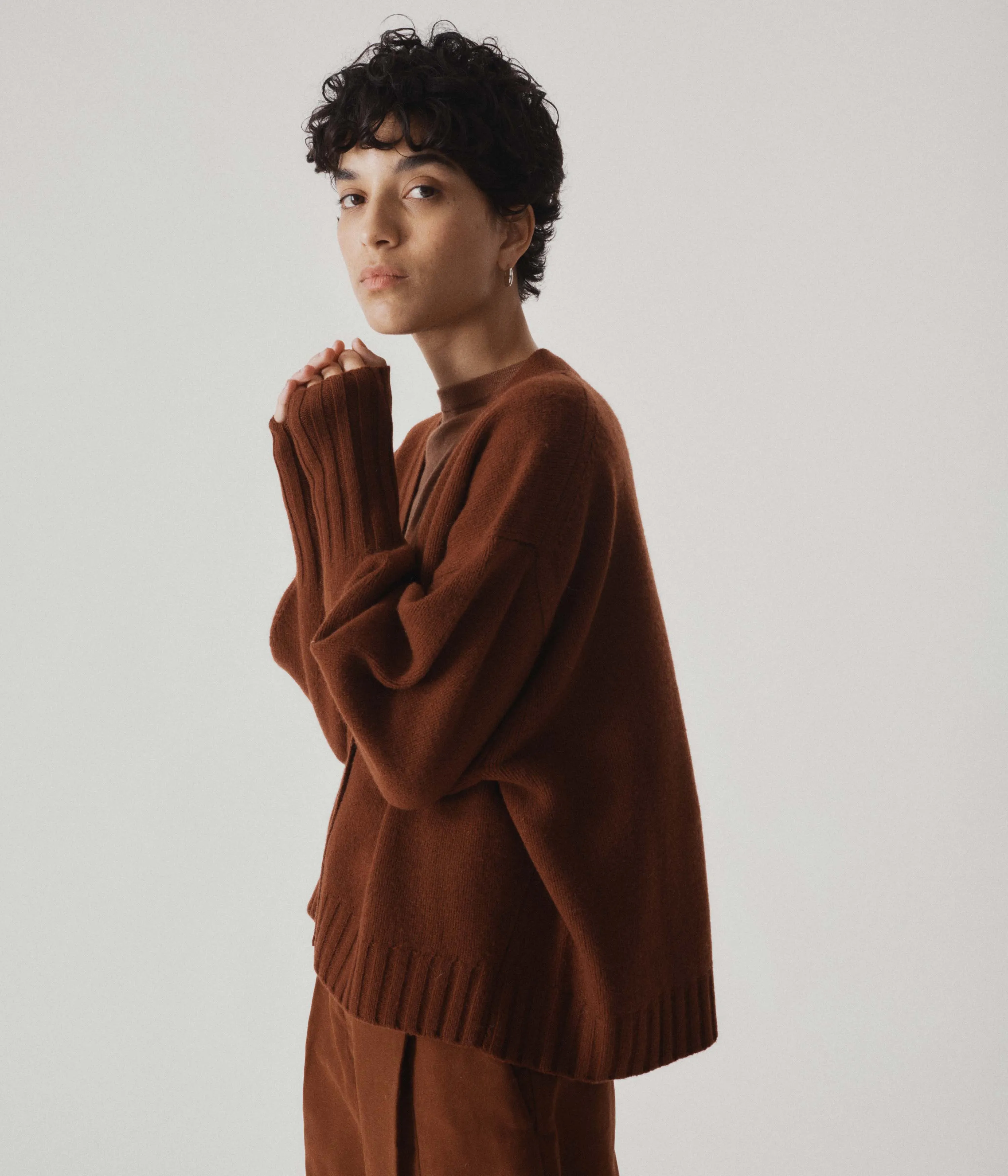 Balloon Sleeve Cardigan in Cinnamon