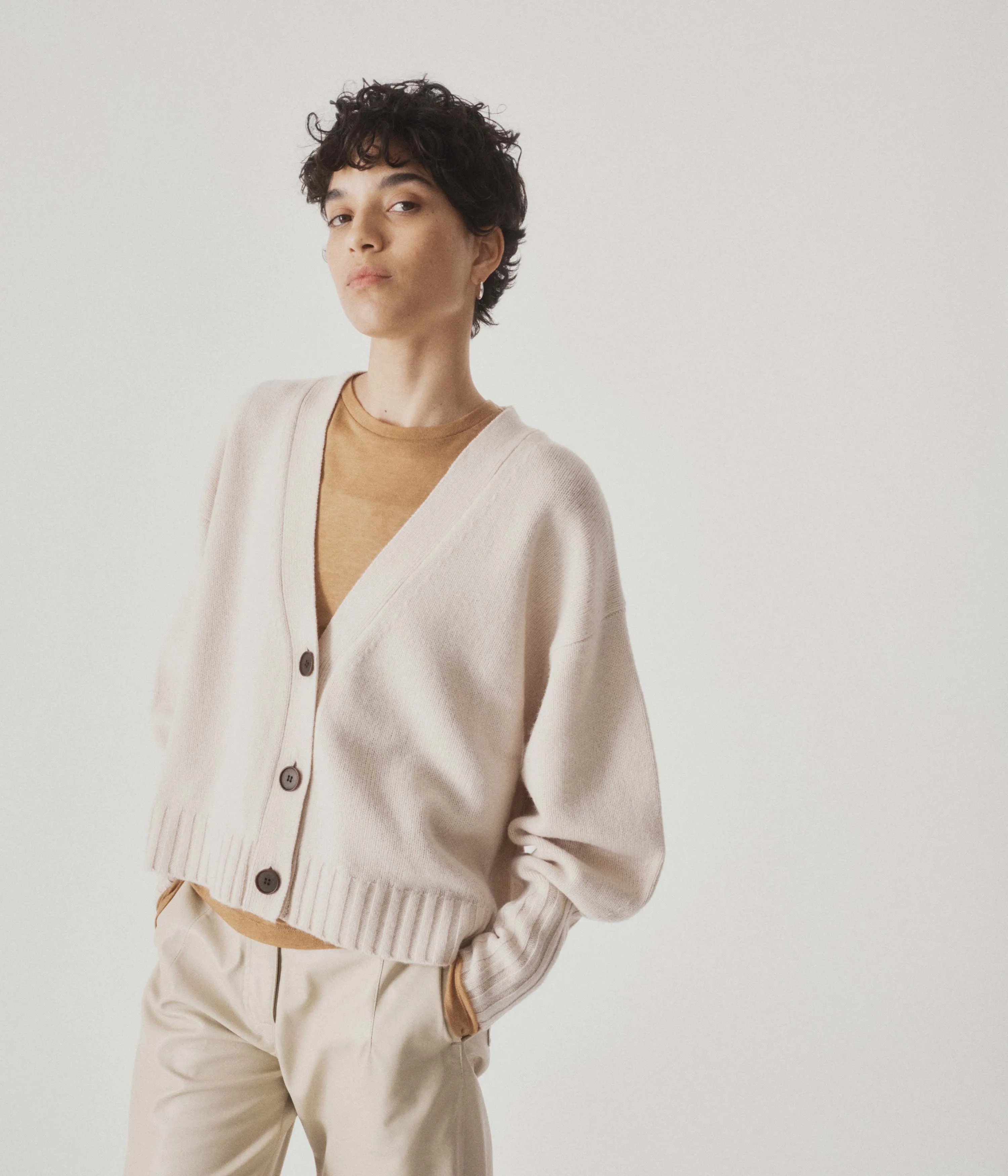 Balloon Sleeve Cardigan in Wheat