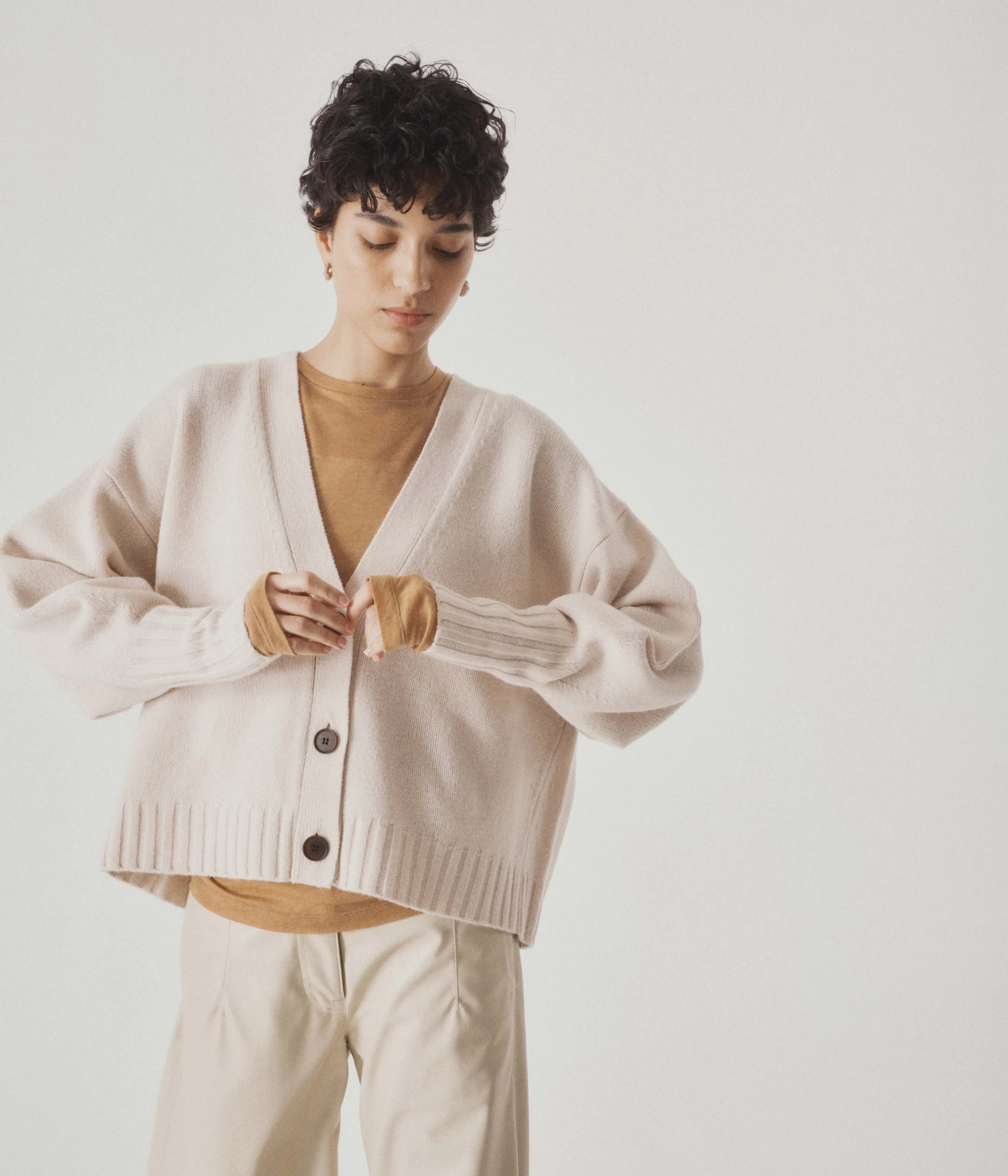 Balloon Sleeve Cardigan in Wheat