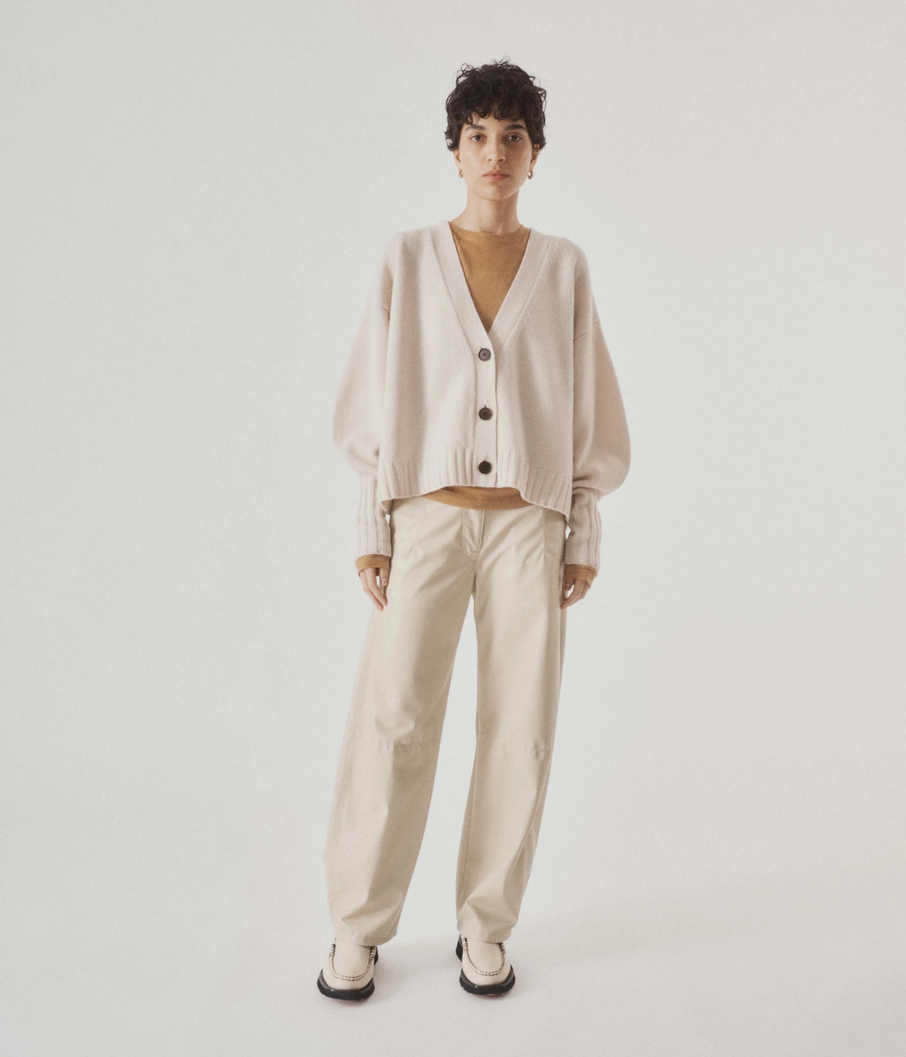 Balloon Sleeve Cardigan in Wheat